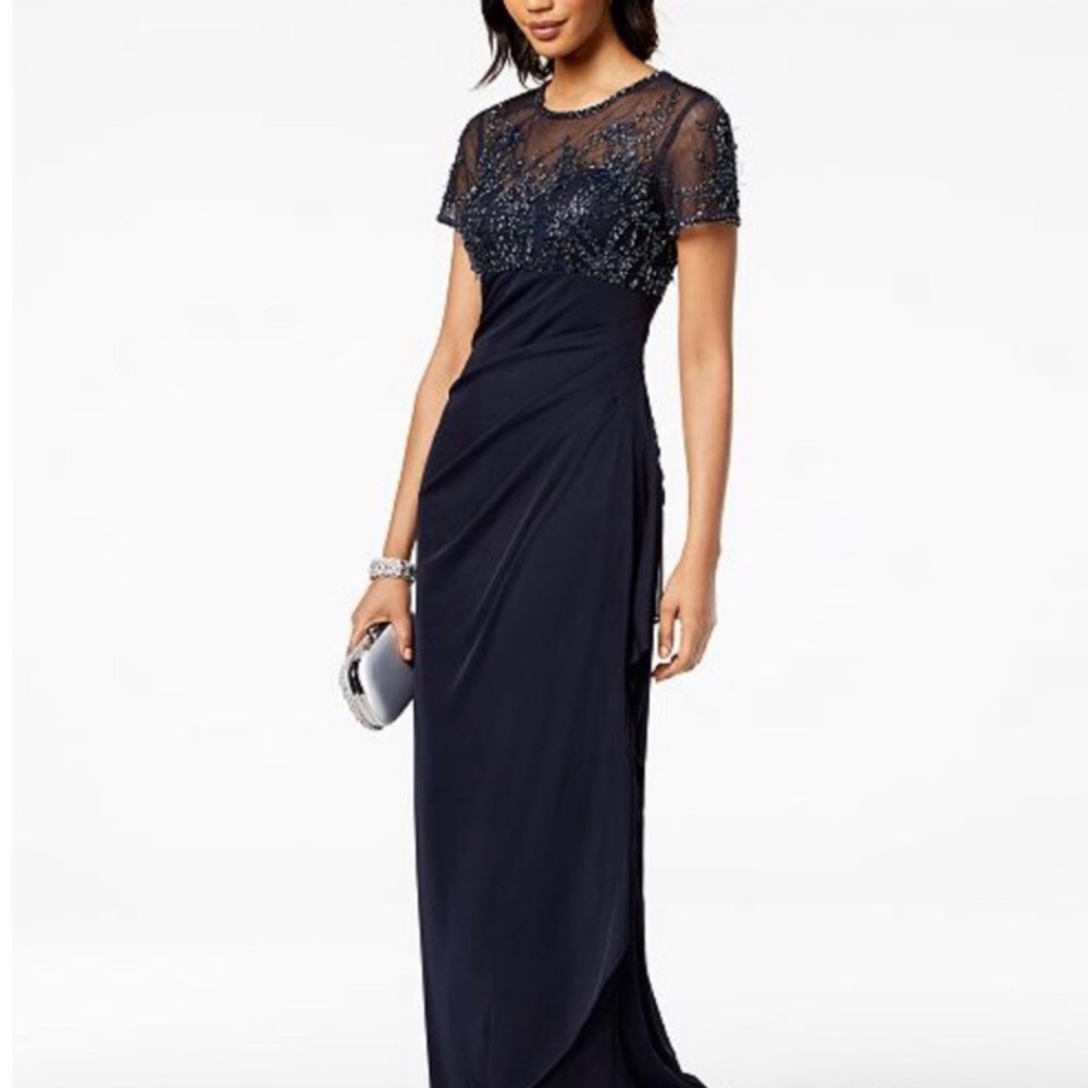 Xscape Beaded Bodice Chiffon Gown